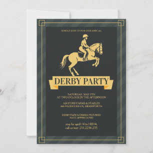 Luxury Kentucky Derby Party Invitation Gold Horse 