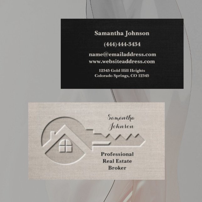 Luxury Key Black and Tan Real Estate Business Card (Creator Uploaded)