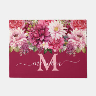 Luxury Kitchen Floor Mat: Bright Pink Flowers Doormat