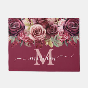 Luxury Kitchen Floor Mat: Rose Gold Purple Flowers Doormat