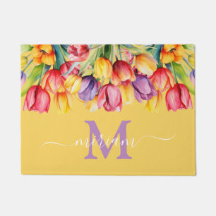 Luxury Kitchen Floor Mat: Spring Flowers Yellow Doormat
