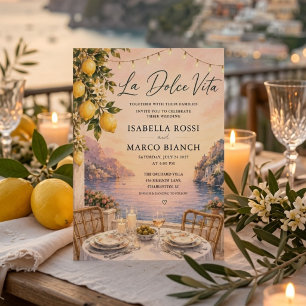 Luxury La Dolce Vita Amalfi Coast Sunset Invitation