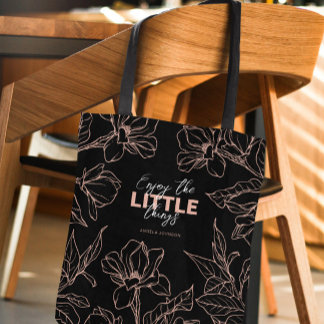 Luxury Lady Boss Black Bag with Pink Flowers