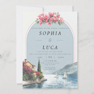 Luxury Lake Como Destination Wedding with QR Code  Invitation