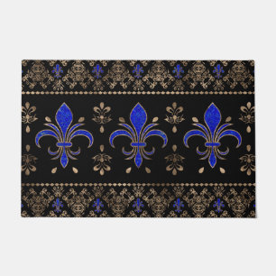 Luxury Lapils Lazuli and gold Fleur-de-lis ornamen Doormat
