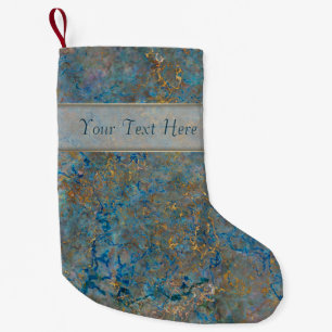 Luxury Lapis Lazuli Blue and Gold Marble Small Christmas Stocking
