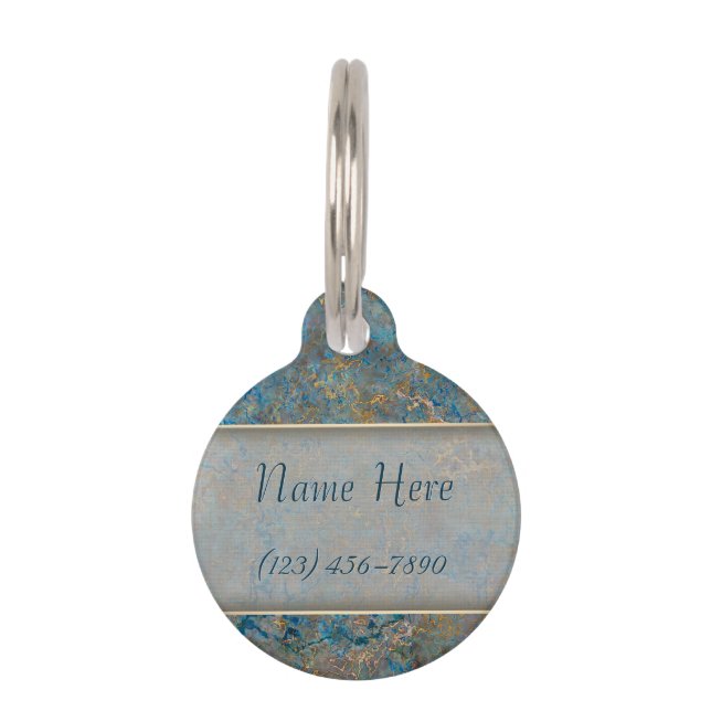 Luxury Lapis Lazuli Marble Pet Tag (Back)