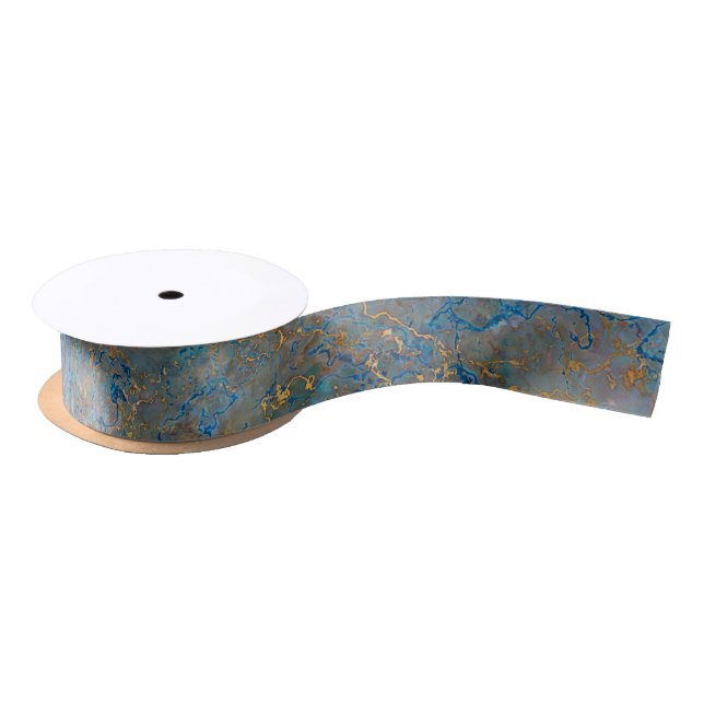 Luxury Lapis Lazuli Marble Satin Ribbon (Spool)