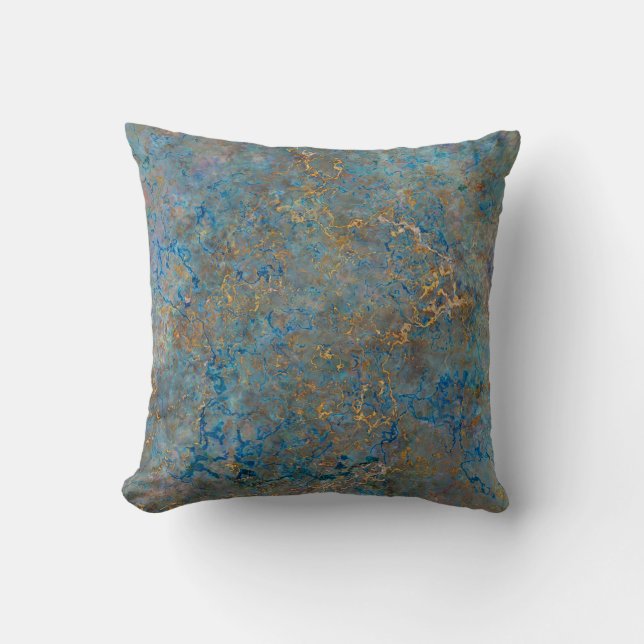 Luxury Lapis Lazuli Marble Throw Pillow (Front)