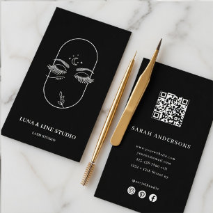 Luxury Lash Artist Elegant Eyelash Studio QR Business Card