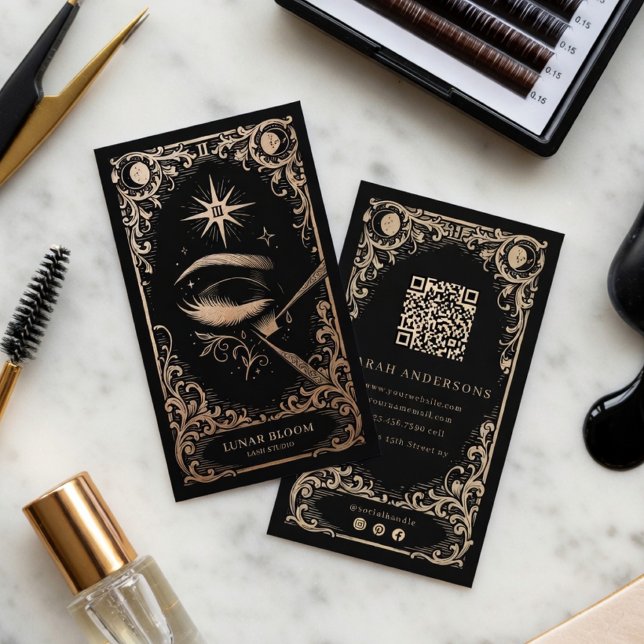 Luxury Lash Tech | Vintage Celestial Business Card (Creator Uploaded)