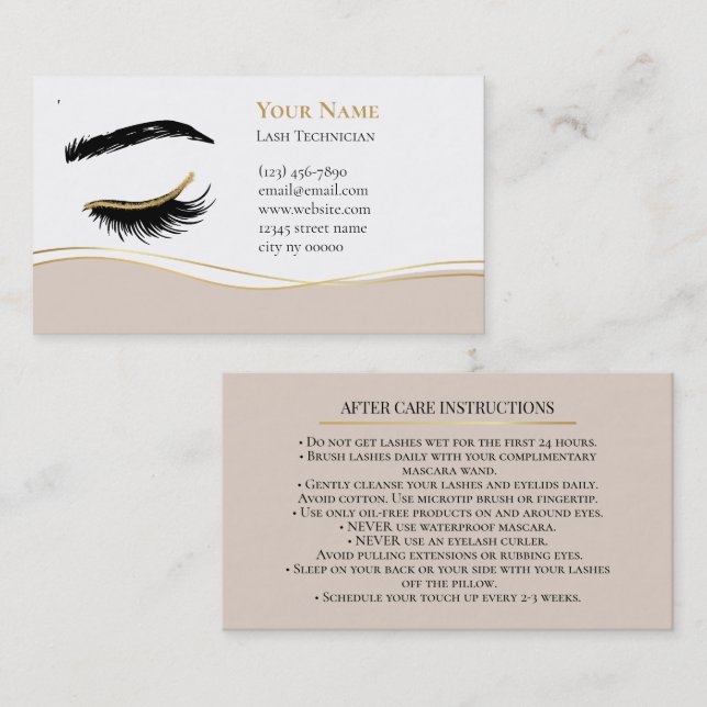Luxury Lash Technician After care Card (Front/Back)