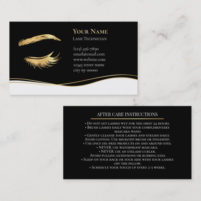 Luxury Lash Technician After care Card (Front/Back)