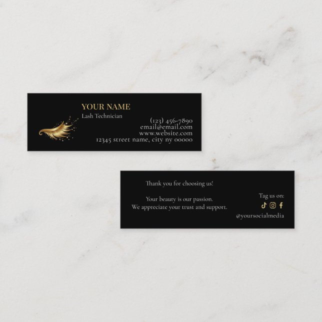 Luxury Lash Technician Thank you Card (Front/Back)