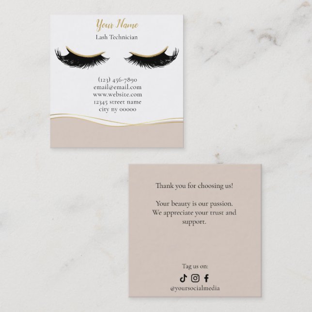 Luxury Lash Technician Thank you Card (Front/Back)