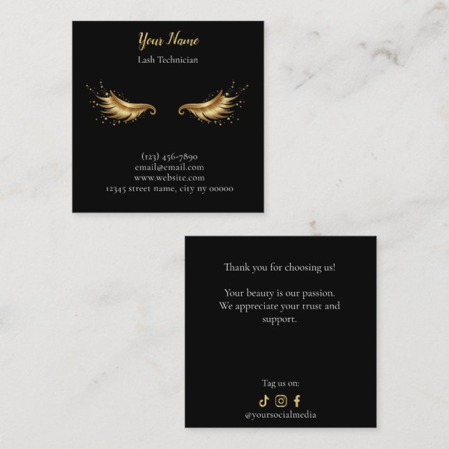 Luxury Lash Technician Thank you Card (Front/Back)