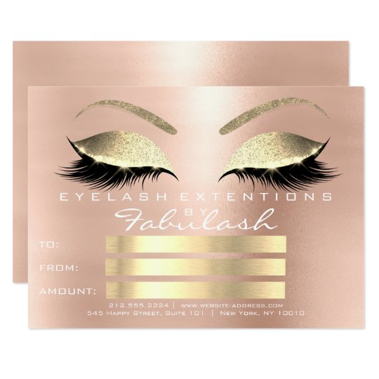 Luxury Lashes Rose Gold Makeup Certificate Gift Card