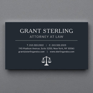 Luxury Lawyer Attorney at Law Black Silver Business Card