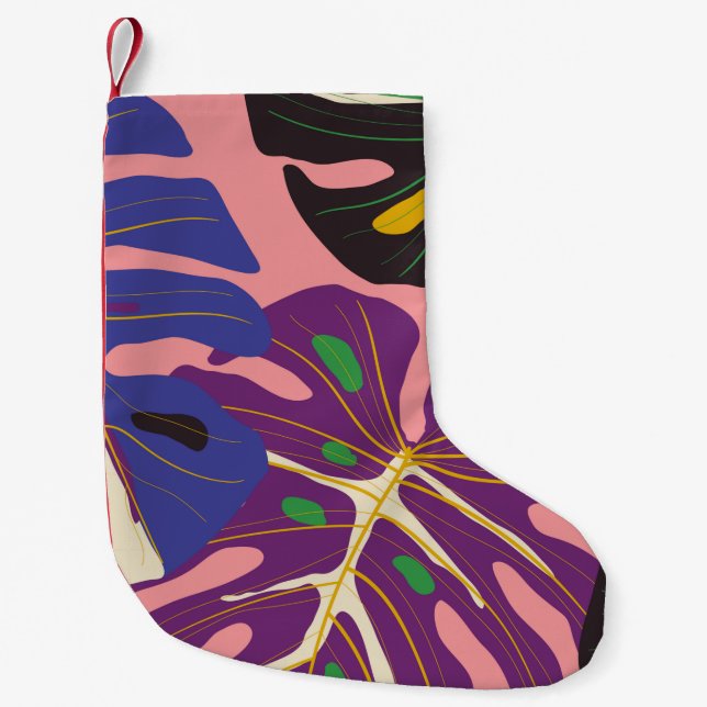 Luxury leaf art deco wallpaper. Nature background. Small Christmas Stocking (Front)