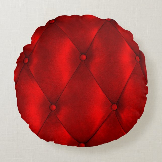 Luxury leather button chair texture round pillow (Front)