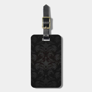 luxury leather look damask luggage tag