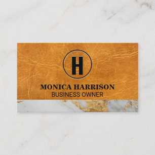 Luxury Leather   Marble Trim   Monogram Business Card