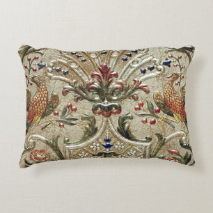 LUXURY LEATHER Silver Pheasant Gilded Accent Pillow
