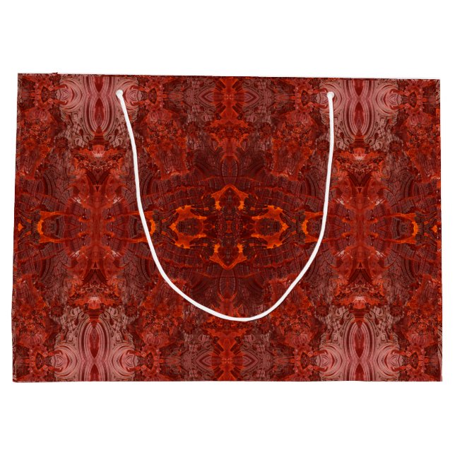 Luxury Leather Textured Golden Brown Pattern Large Gift Bag (Back)