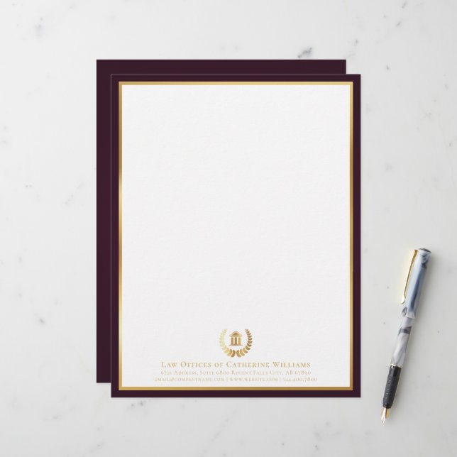 Luxury Legal Professional Personalized Logo Letterhead (Front/Back In Situ)
