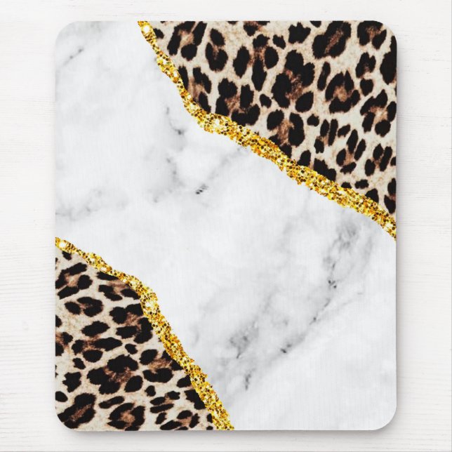 Luxury Leopard Interior Marble Stone Glitter Mouse Pad (Front)
