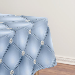 Luxury Light Blue Diamond Tufted Pattern Tablecloth