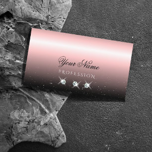 Luxury Light Pink Black Sparkle Diamonds Stylish Business Card