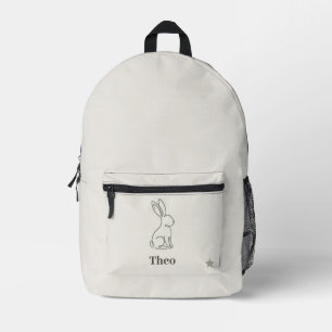 Luxury Line Art Rabbit Kids Personalized Name Printed Backpack