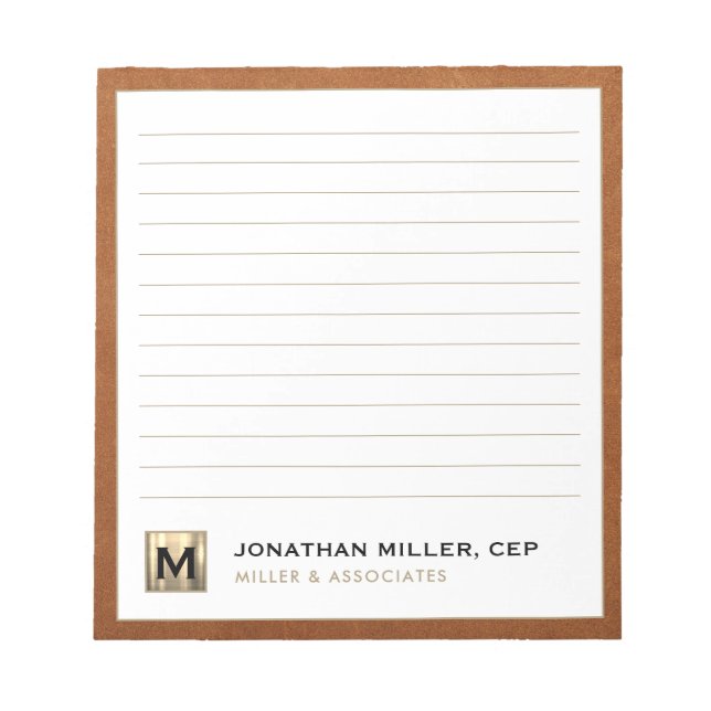 Luxury Lined Name Title Company Notepad (Front)