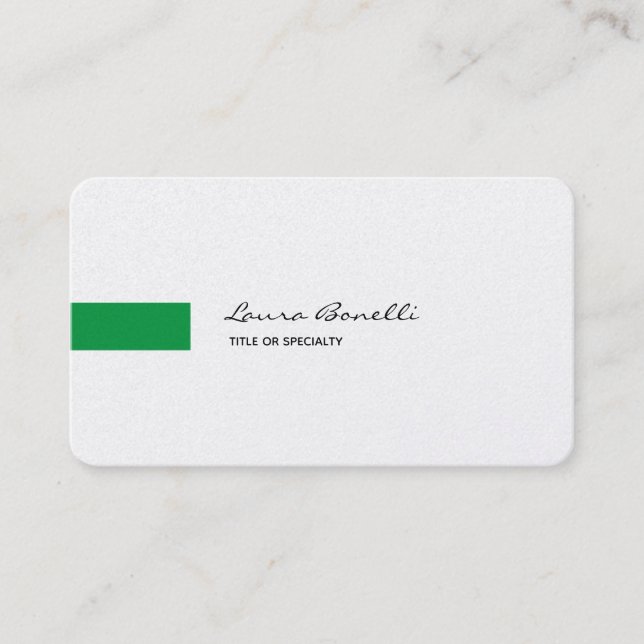 Luxury Linen Black White Green Professional Modern Business Card (Front)