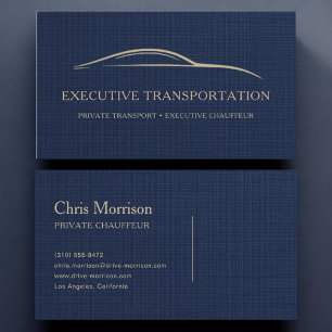 Luxury Linen Executive Transport Navy Blue Business Card