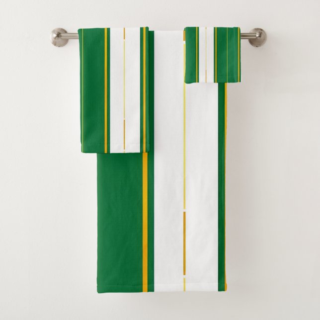 Luxury Linen Modern Green Gold Texture Collection Bath Towel Set (Insitu)