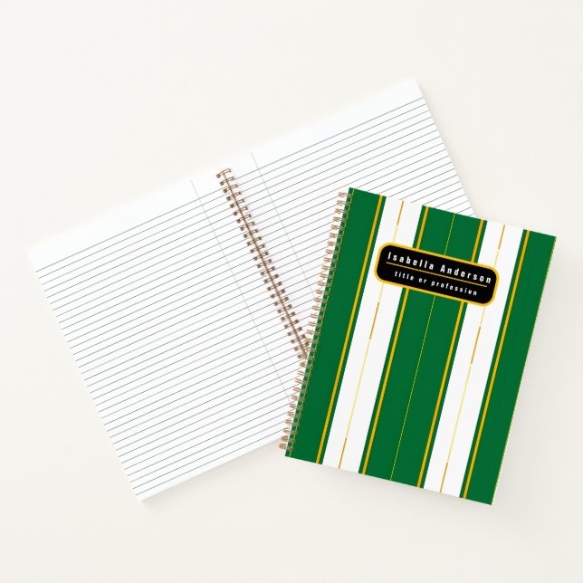 Luxury Linen Modern Green Gold Texture Collection Notebook (Inside)