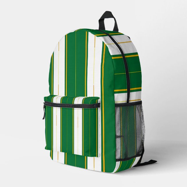 Luxury Linen Modern Green Gold Texture Collection Printed Backpack (Back Corner Right)