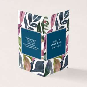 Luxury Linen Plain Modern Minimalist Floral Business Card