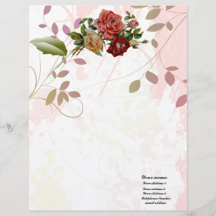 Luxury linen Rose  flourish floral Thank you Paper