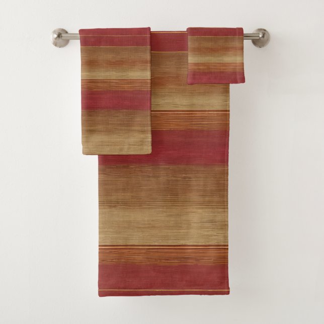 Luxury Linen Trendy Burgundy Gold Collection Bath Towel Set (Insitu)