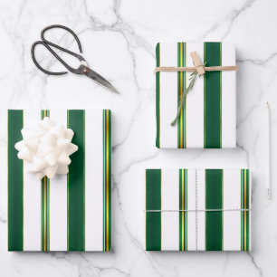 Luxury Linen Trendy Green Gold Texture Collection Wrapping Paper Sheet