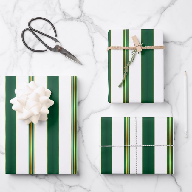 Luxury Linen Trendy Green Gold Texture Collection Wrapping Paper Sheet (Front)