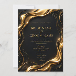 Luxury Liquid Gold 3D Wedding Invitation Template