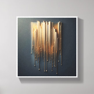 Luxury Liquid Gold Drips - Modern Metallic Rain Ab Canvas Print