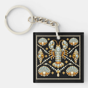 Luxury Lobster Bejewelled Patterned Design Diamond Keychain