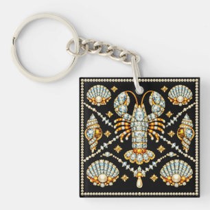 Luxury Lobster Bejewelled Patterned Design Diamond Keychain