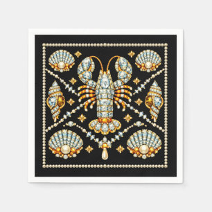 Luxury Lobster Bejewelled Patterned Design Diamond Napkin