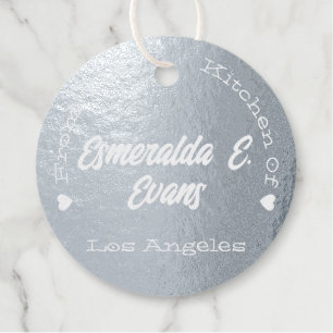 Luxury Logo Picture Template Hearts Silver Effect Favour Tags